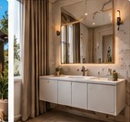 Beyaz modern banyo dolabı ve lavabo ünitesi